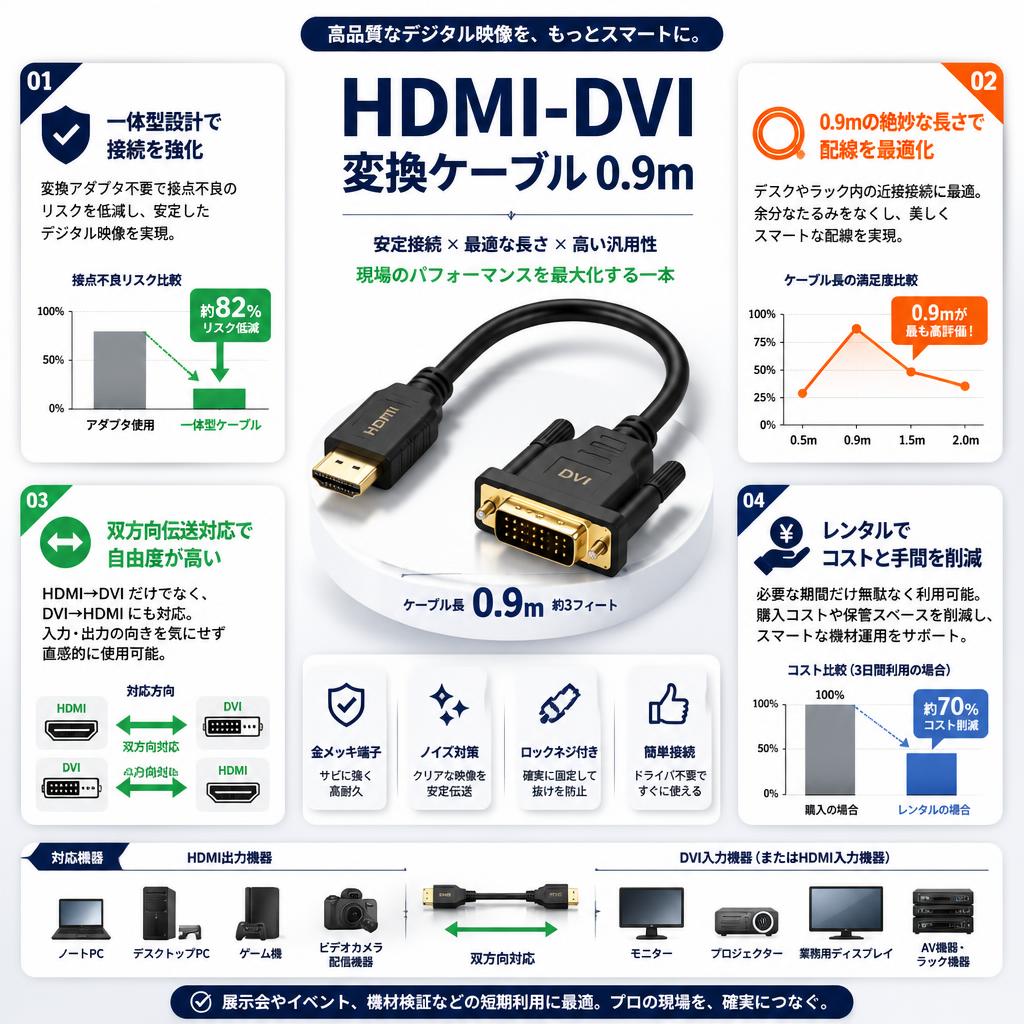 HDMI-DVI 変換ケーブル 0.9m セールスポイント