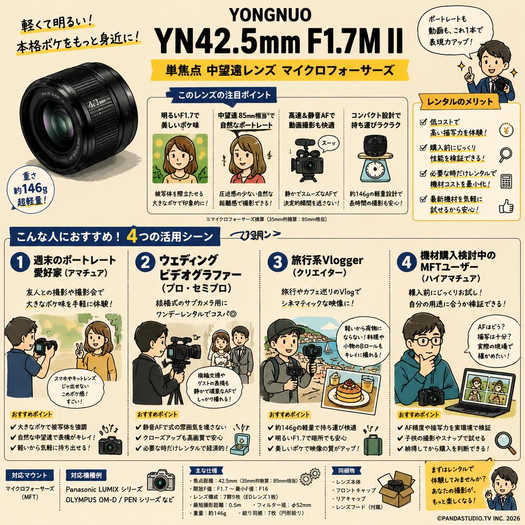 YONGNUO YN42.5mm F1.7M II 単焦点 中望遠レンズ マイクロフォーサーズ おもな対象のお客様