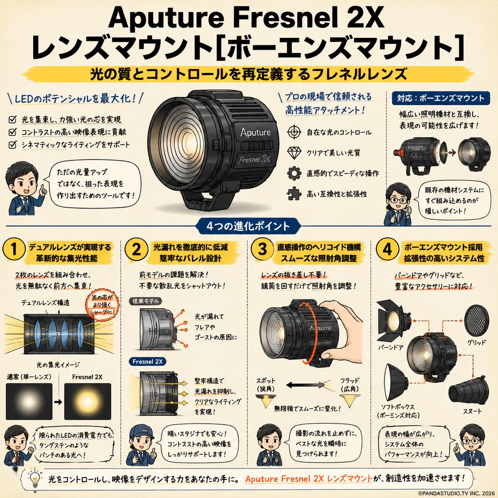 Aputure Fresnel 2X レンズマウント[ボーエンズマウント] | パンダ