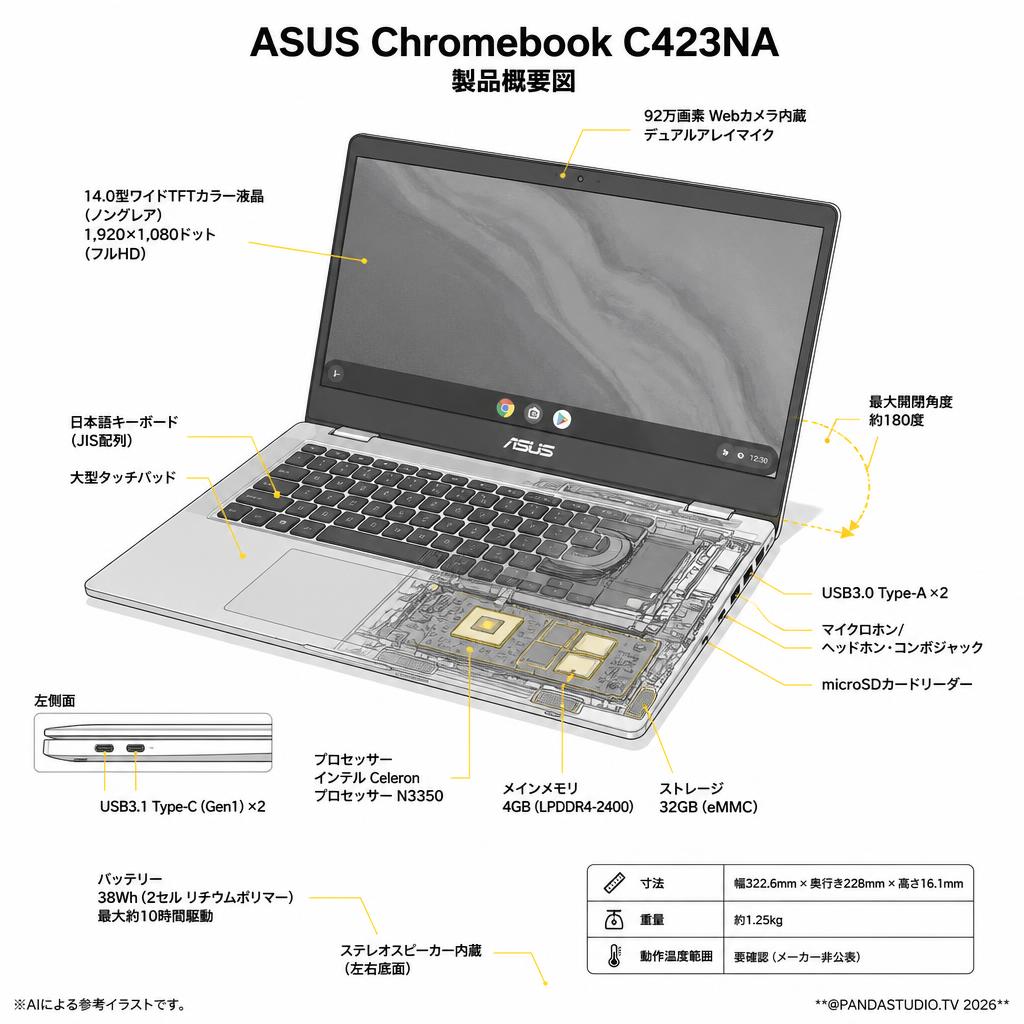 ASUS Chromebook C423NA スペック