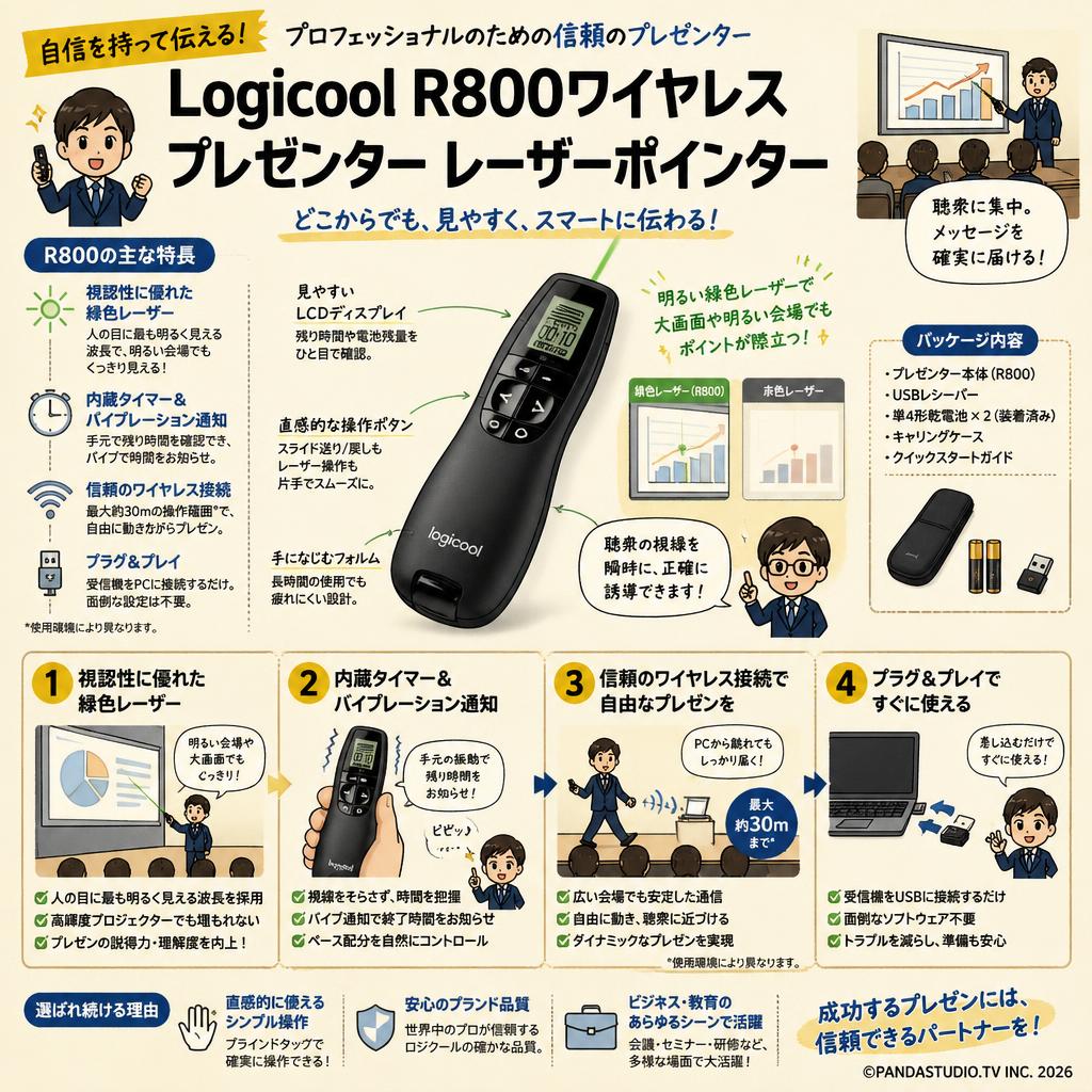 Logicool R800ワイヤレス プレゼンター レーザーポインター 概要
