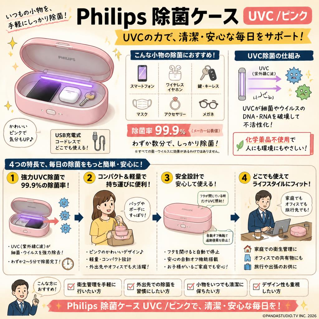 Philips 除菌ケース UVC /ピンク 概要