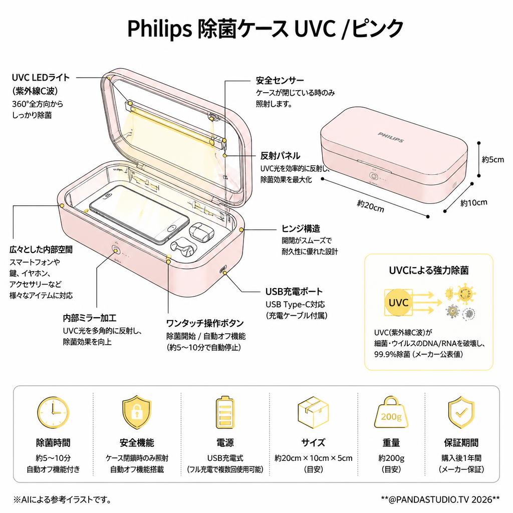 Philips 除菌ケース UVC /ピンク スペック