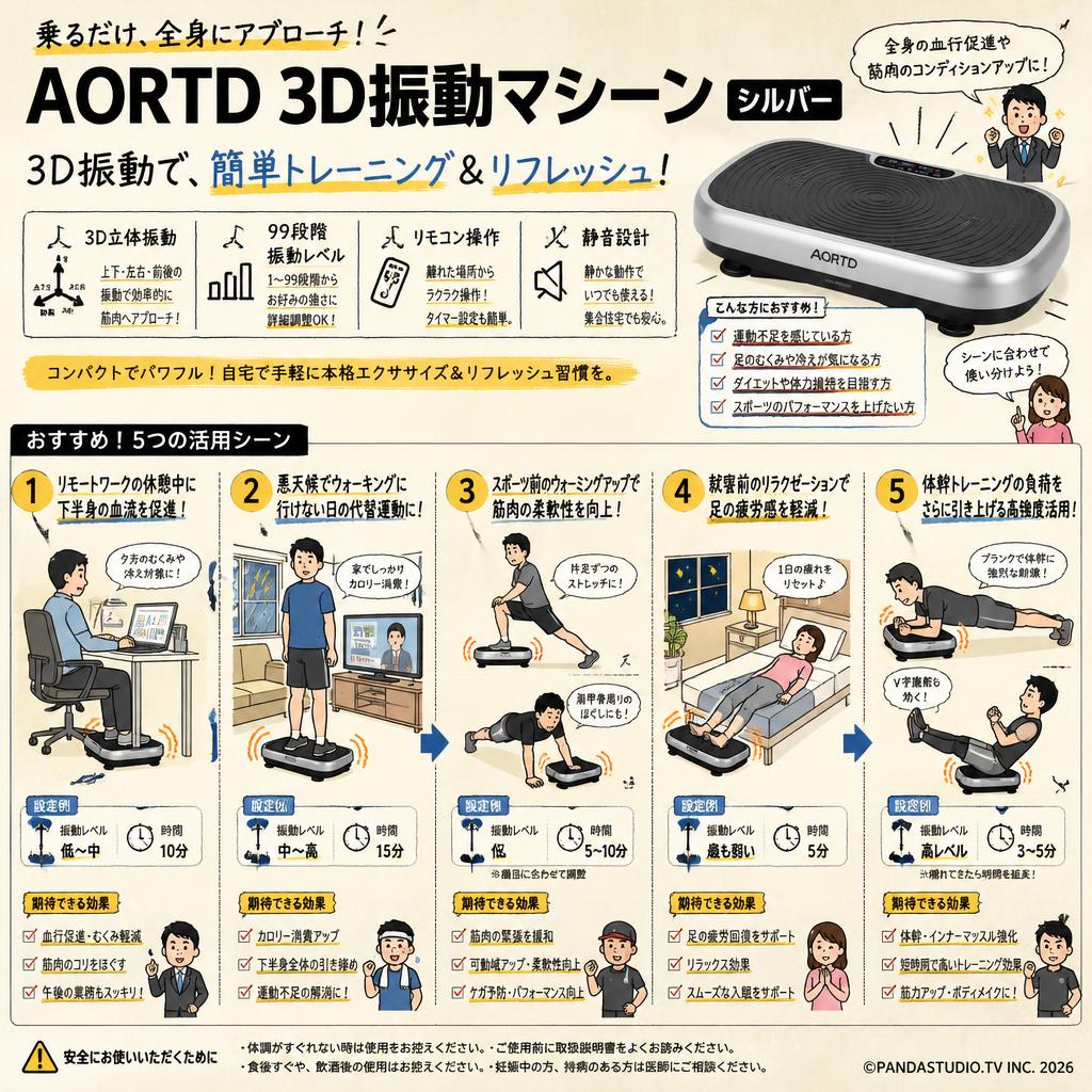AORTD 3D振動マシーン/シルバー 用途
