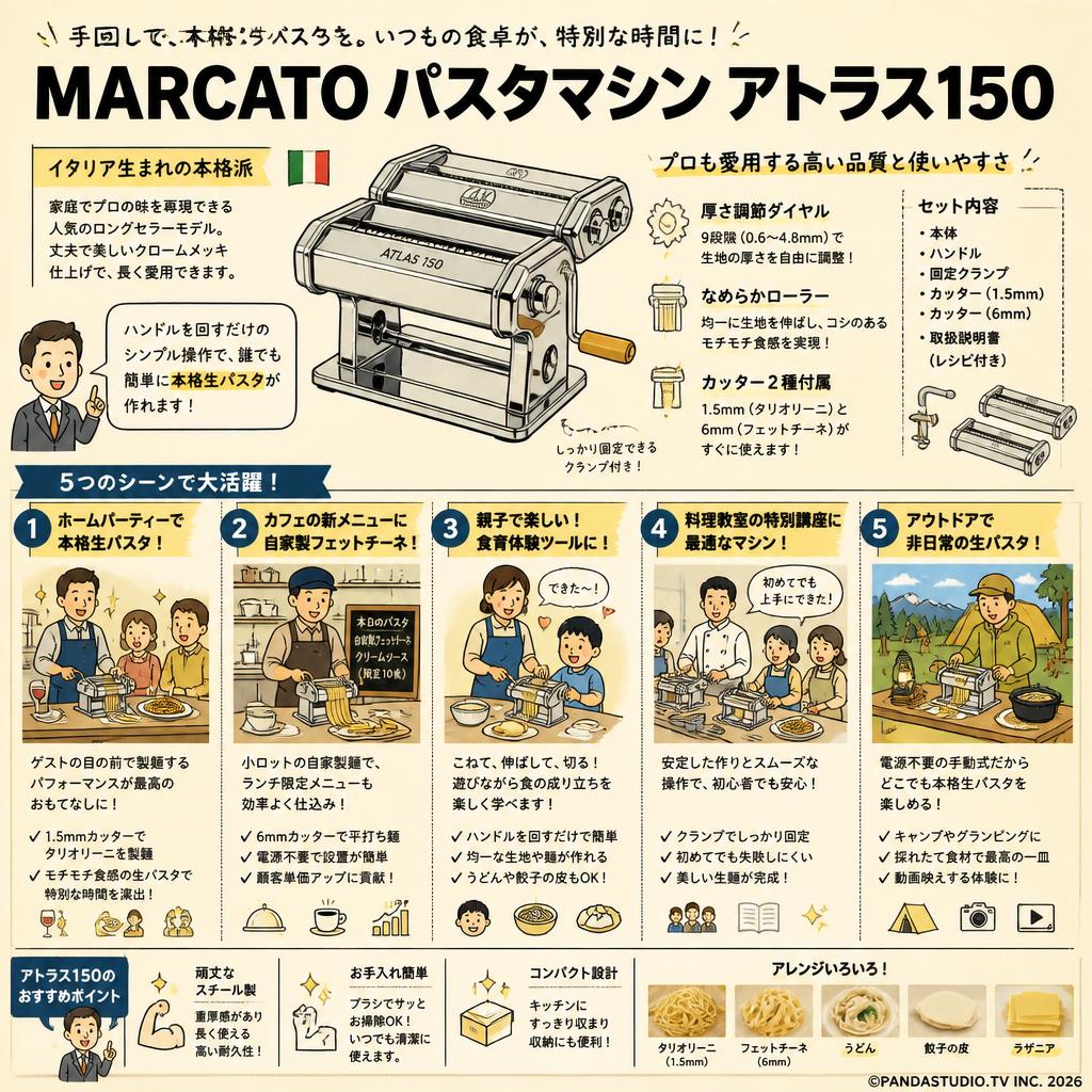MARCATO パスタマシン アトラス150 用途