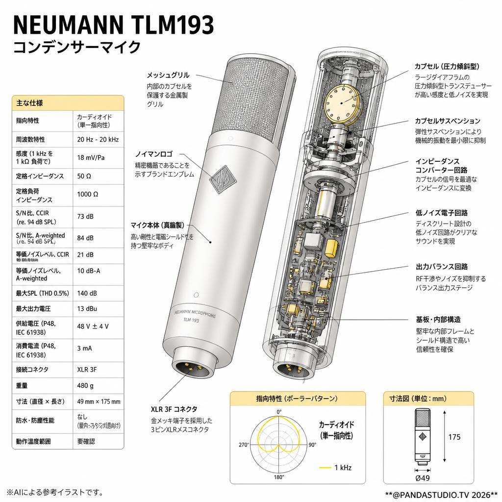 NEUMANN TLM193 コンデンサーマイク スペック
