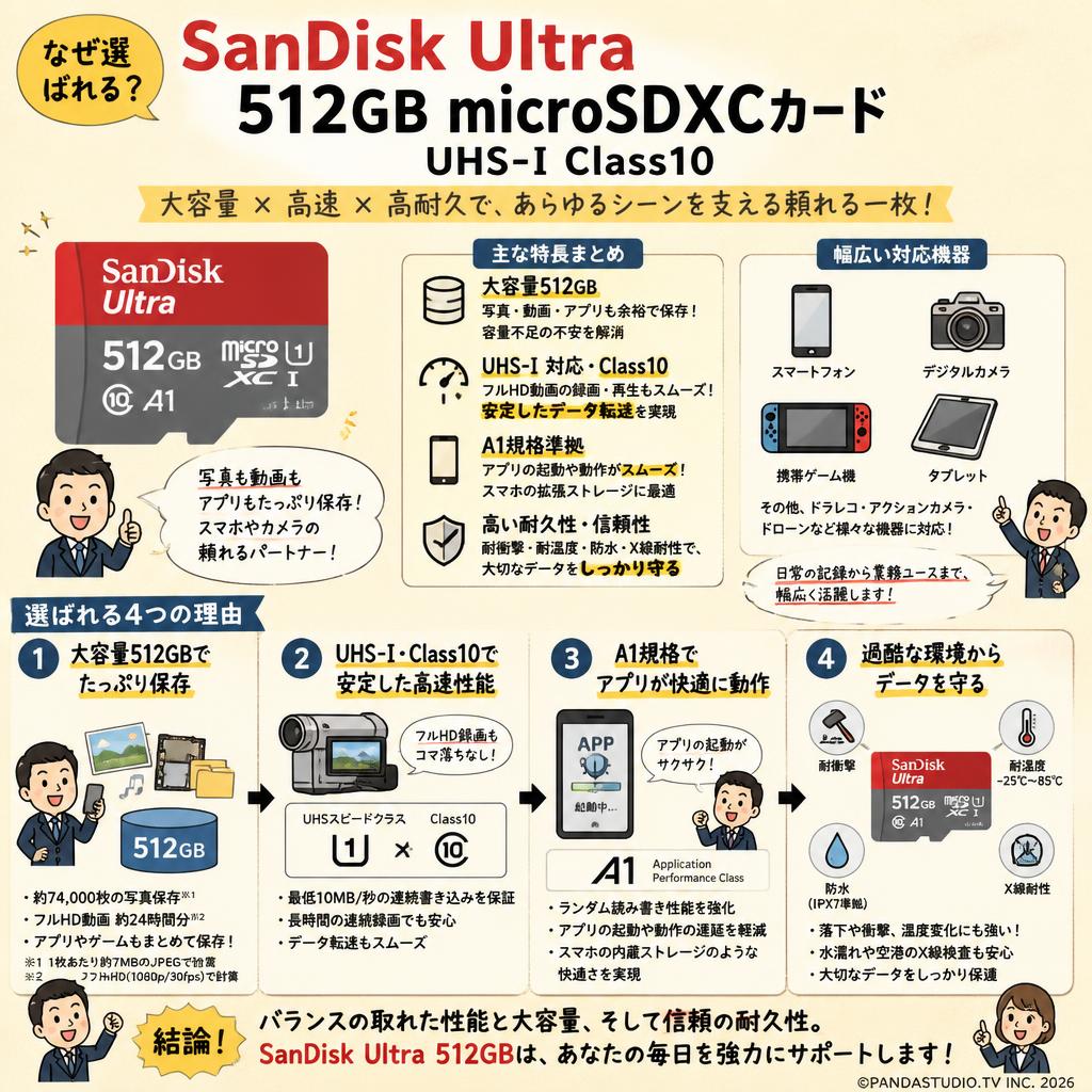 SanDisk Ultra  512GB microSDXCカード UHS-I Class10 概要