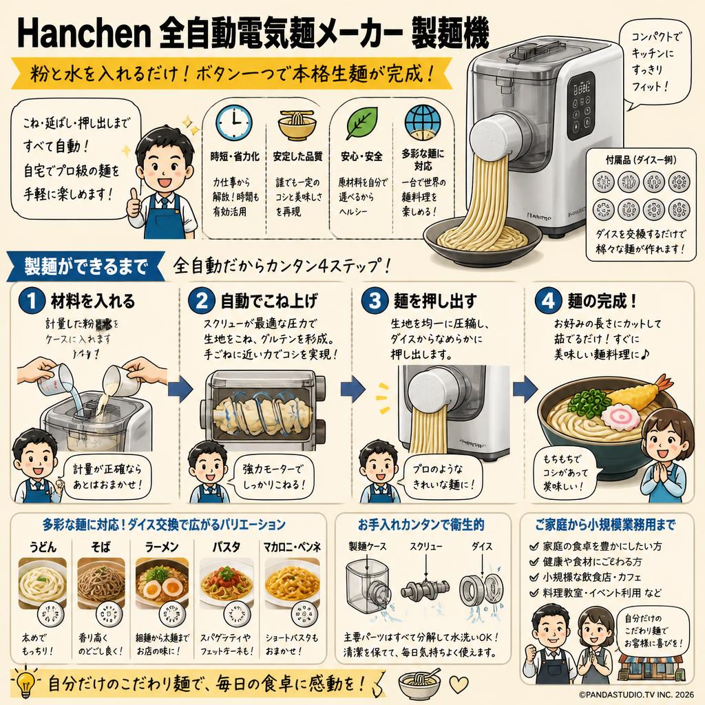 Hanchen 全自動電気麺メーカー 製麺機 概要