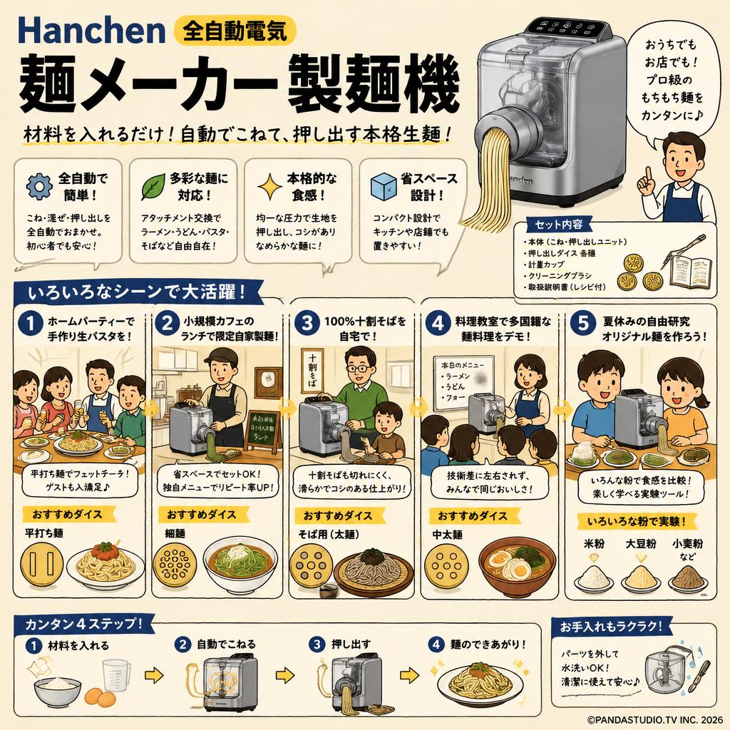 Hanchen 全自動電気麺メーカー 製麺機 用途