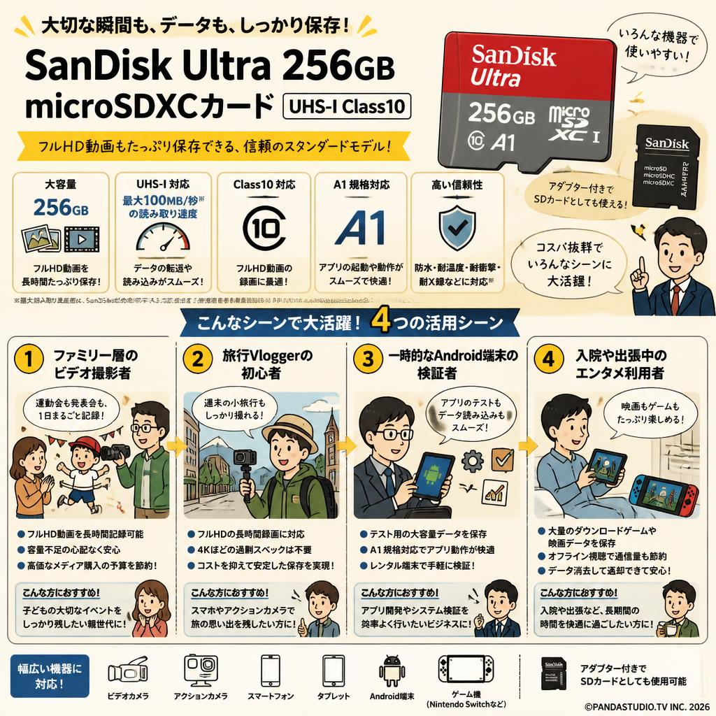 SanDisk Ultra 256GB microSDXCカード UHS-I Class10 おもな対象のお客様