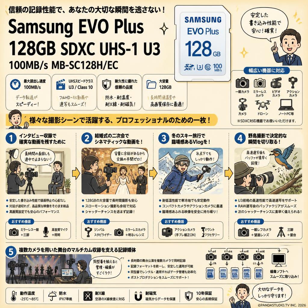 Samsung EVO Plus 128GB SDXC UHS-1 U3 100MB/s MB-SC128H/EC 用途