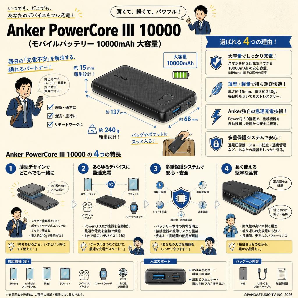 Anker PowerCore III 10000 (モバイルバッテリー 10000mAh 大容量) 概要