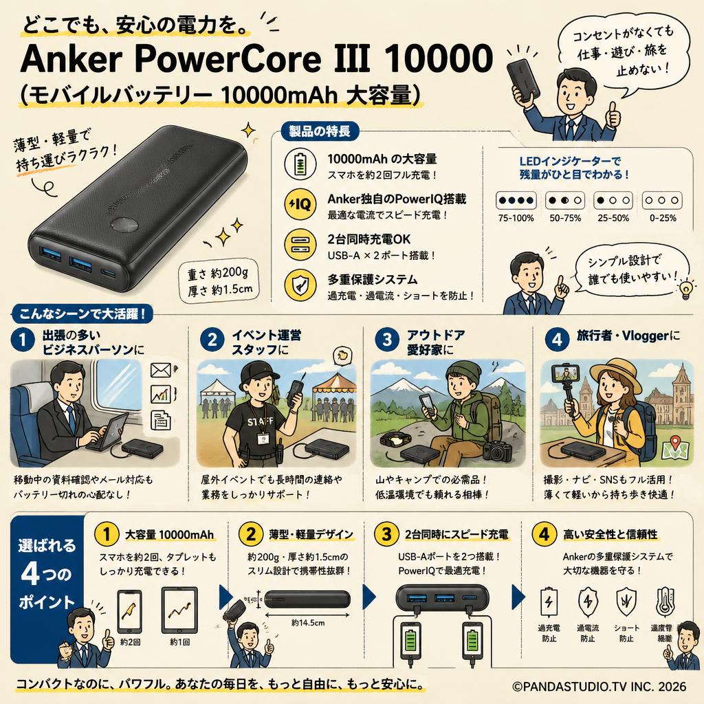 Anker PowerCore III 10000 (モバイルバッテリー 10000mAh 大容量) おもな対象のお客様