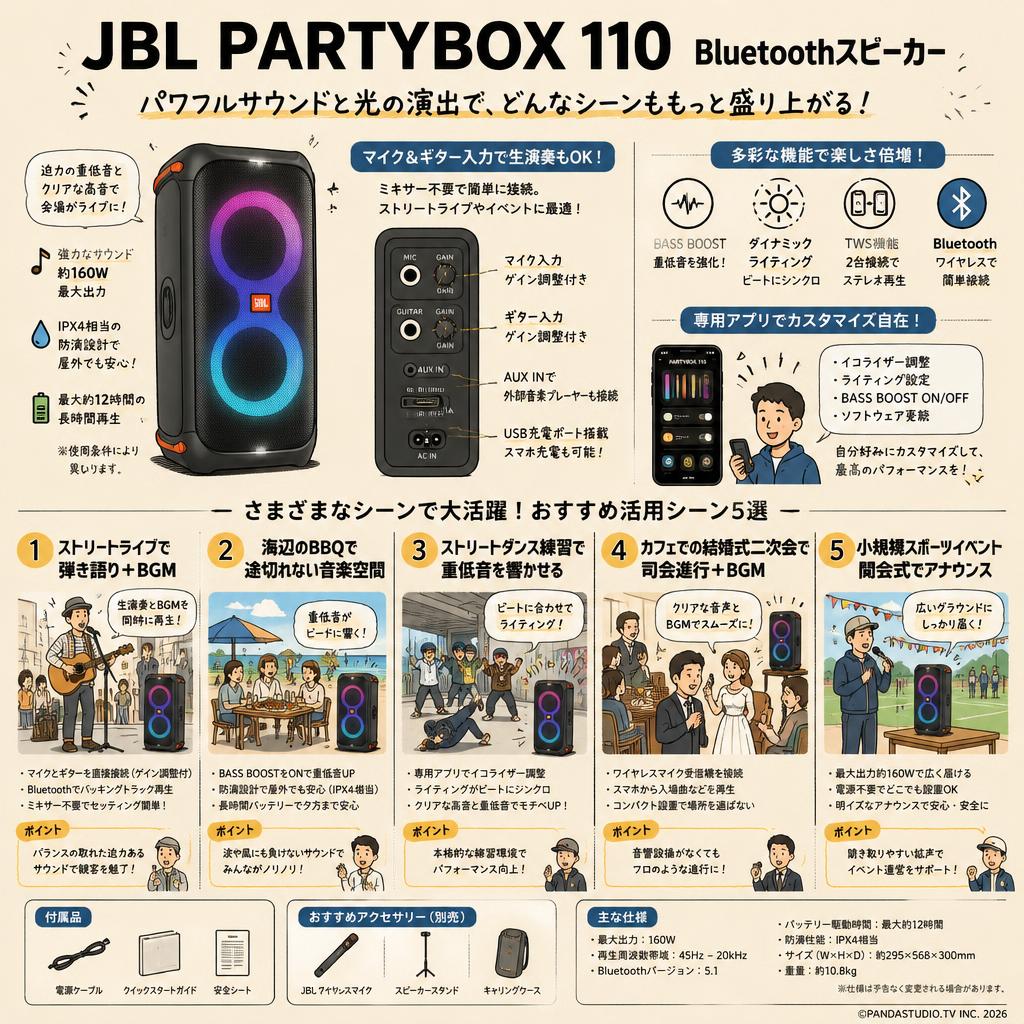 JBL PARTYBOX 110 Bluetoothスピーカー 用途