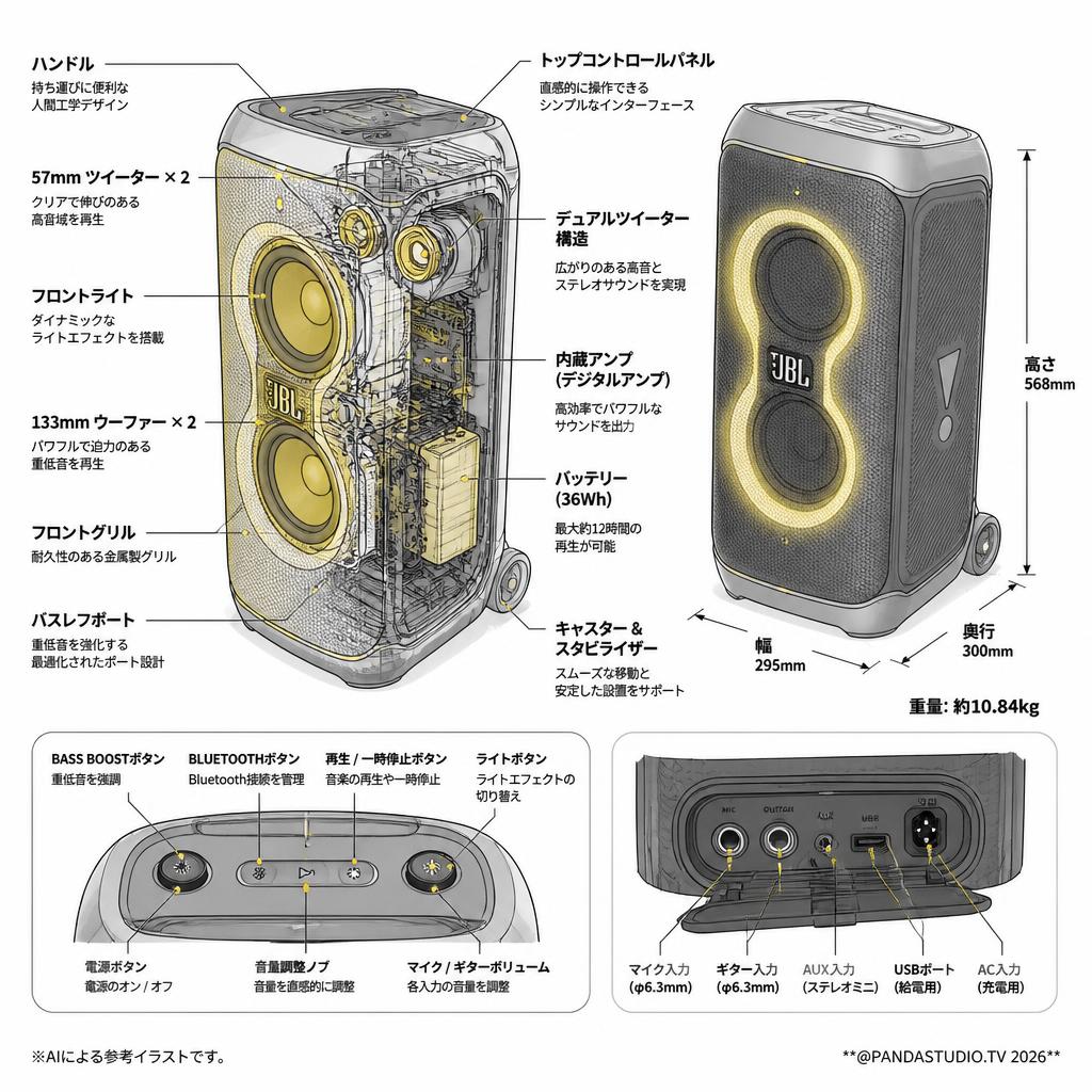 JBL PARTYBOX 110 Bluetoothスピーカー スペック