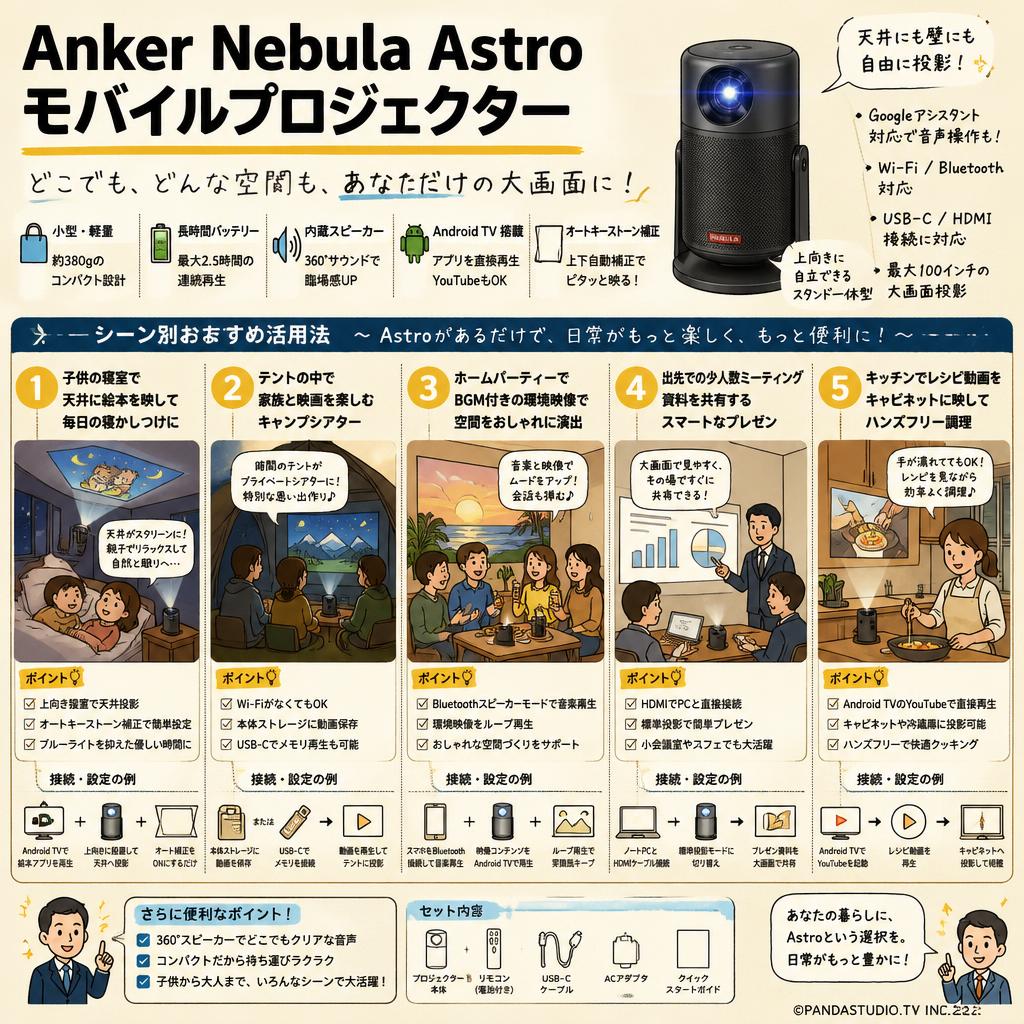 Anker Nebula Astro モバイルプロジェクター 用途