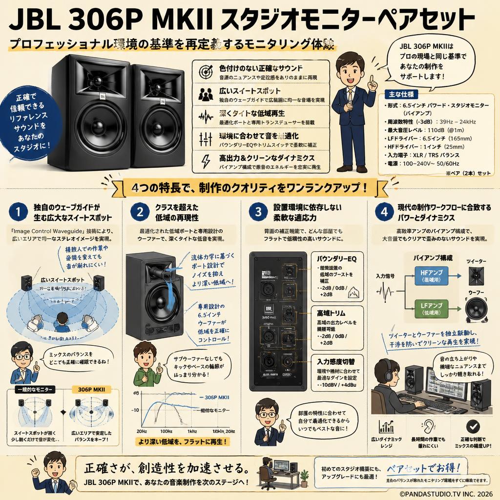 JBL 306P MKII スタジオモニターペアセット 概要