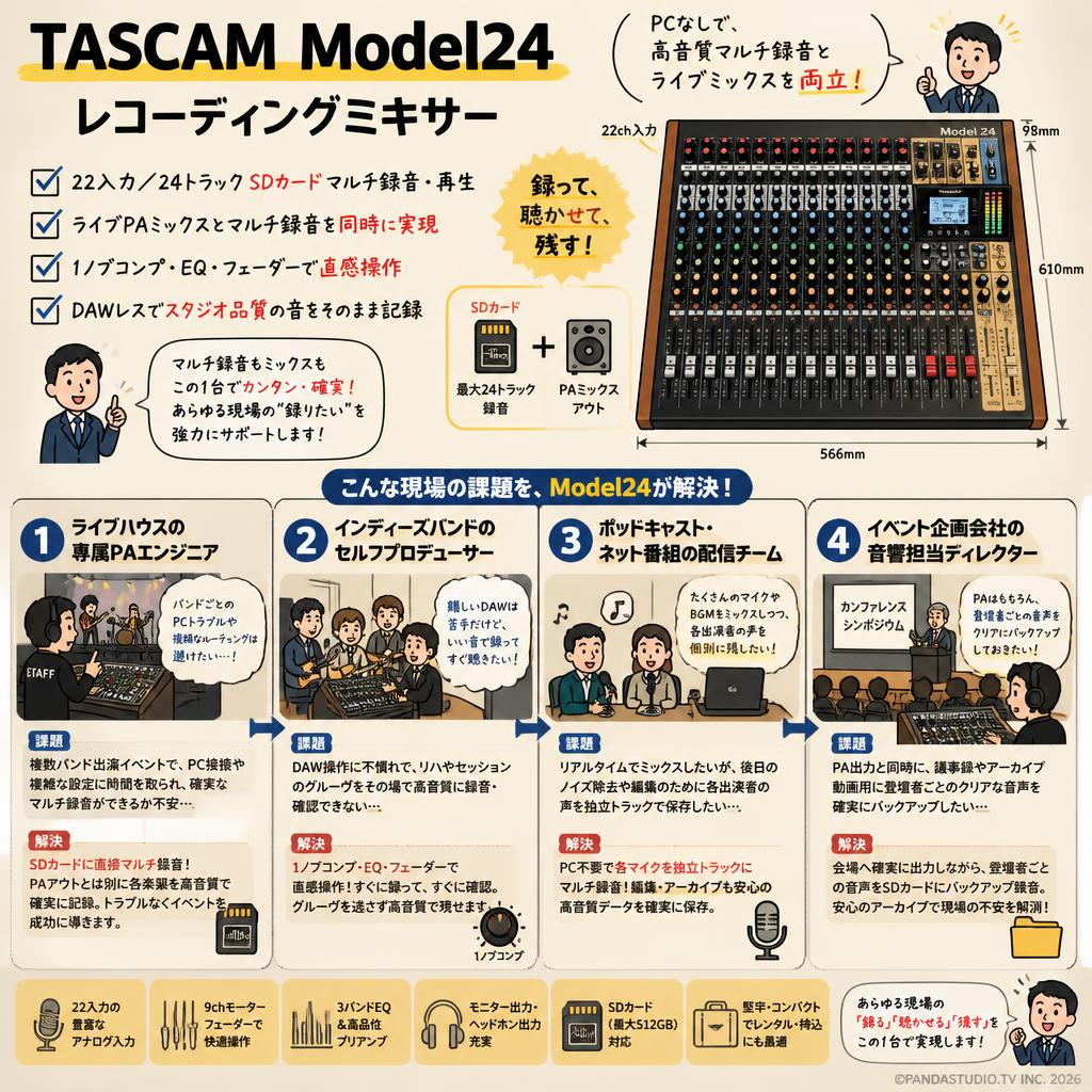 TASCAM Model24 レコーディングミキサー おもな対象のお客様