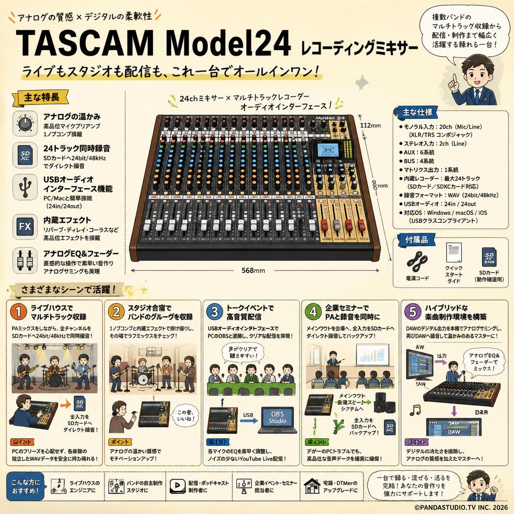 TASCAM Model24 レコーディングミキサー 用途