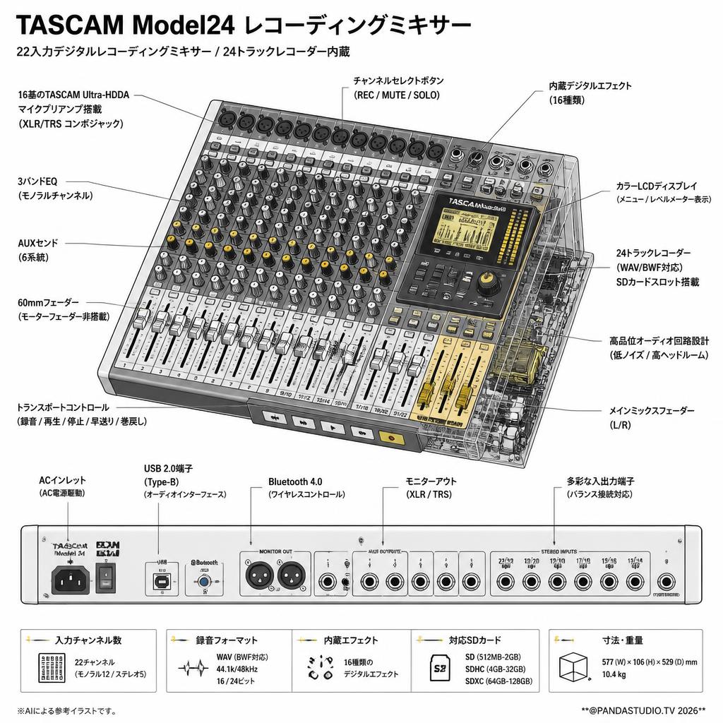 TASCAM Model24 レコーディングミキサー スペック