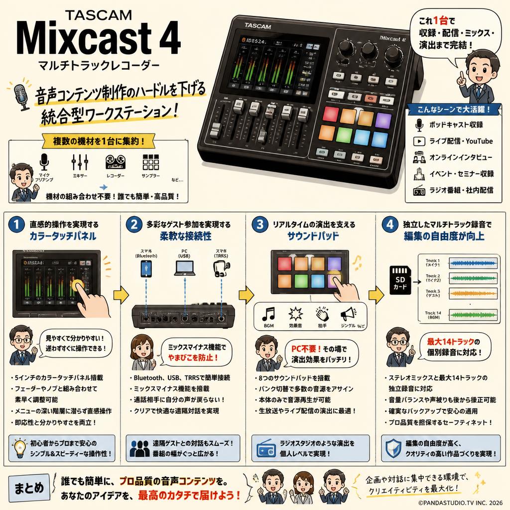 TASCAM Mixcast 4 マルチトラックレコーダー 概要