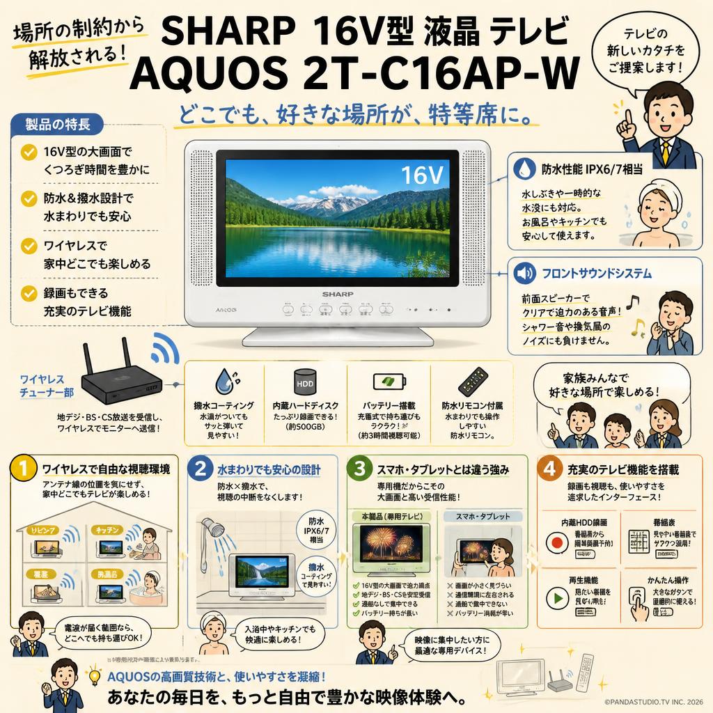 SHARP 16V型 液晶 テレビ AQUOS 2T-C16AP-W 概要