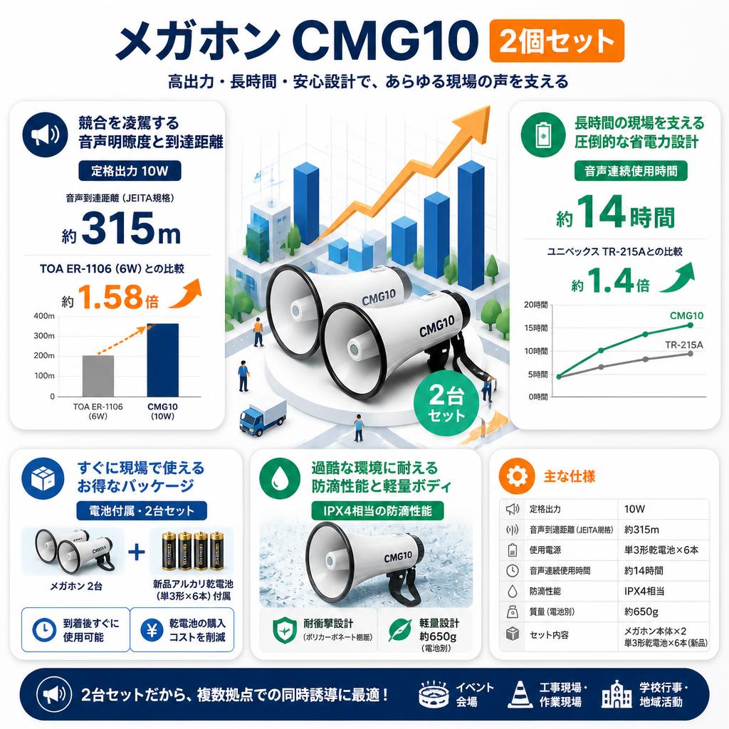 メガホン CMG10 2個セット セールスポイント
