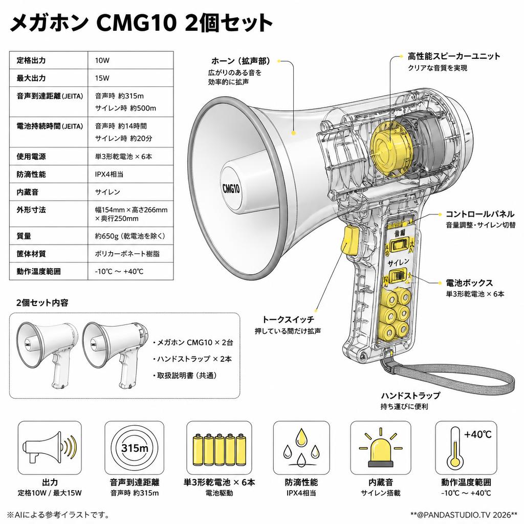 メガホン CMG10 2個セット スペック