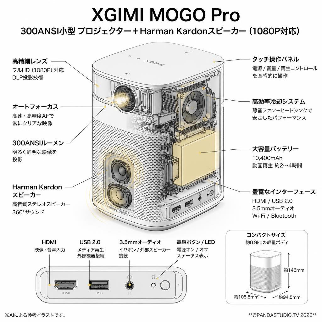 XGIMI MOGO  Pro 300ANSI小型 プロジェクター＋Harman Kardonスピーカー（1080P対応） スペック