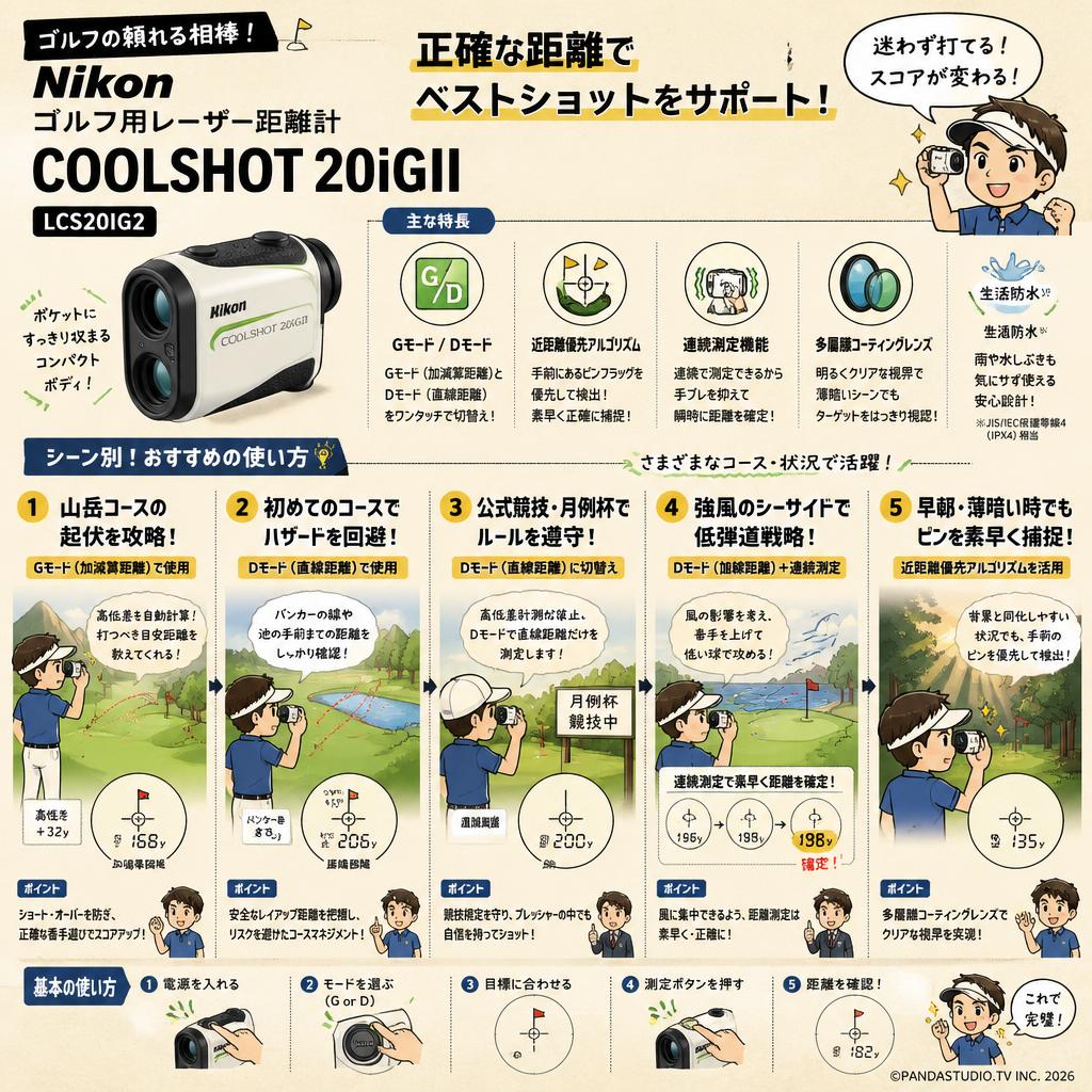 【20%ポイントバック実施中】Nikon ゴルフ用レーザー距離計 COOLSHOT 20iGII LCS20IG2 用途