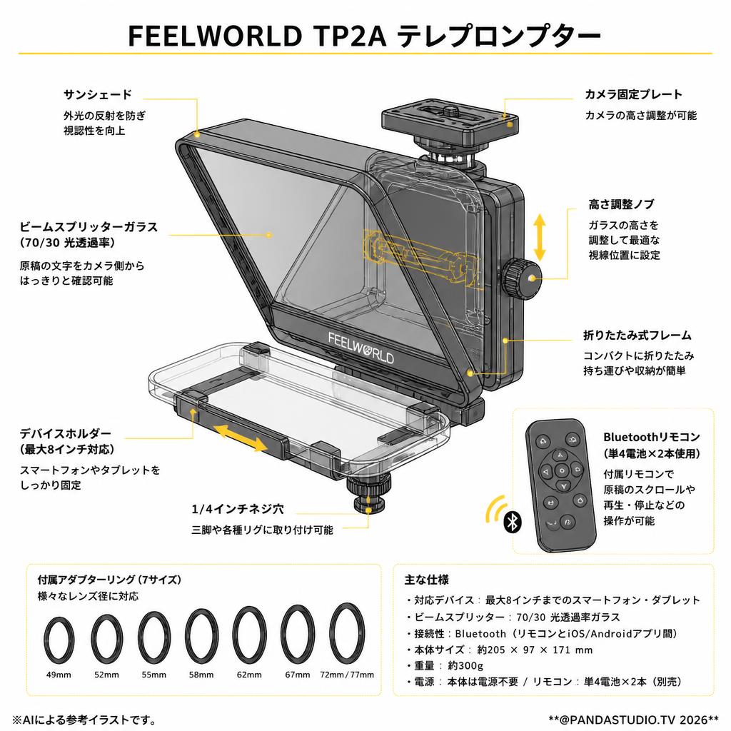 Feelworld TP2A テレプロンプター スペック