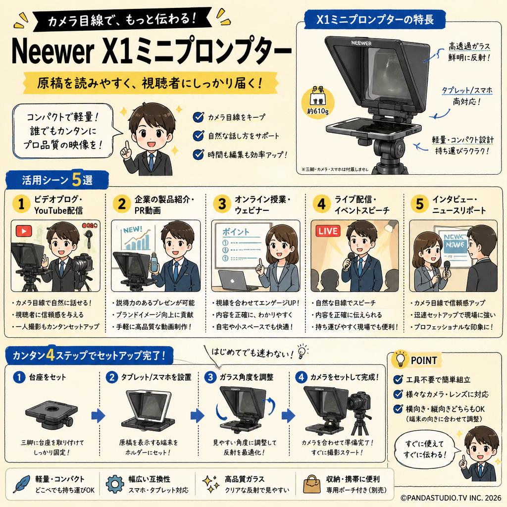 Neewer X1ミニプロンプター 用途