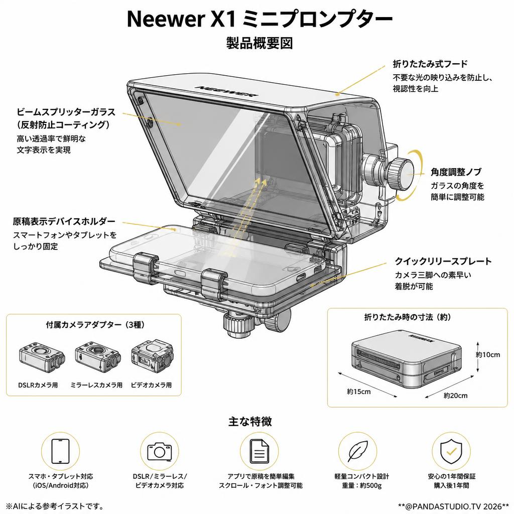 Neewer X1ミニプロンプター スペック