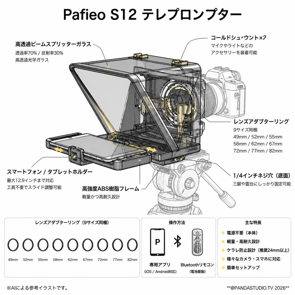 Pafieo S12 テレプロンプター スペック