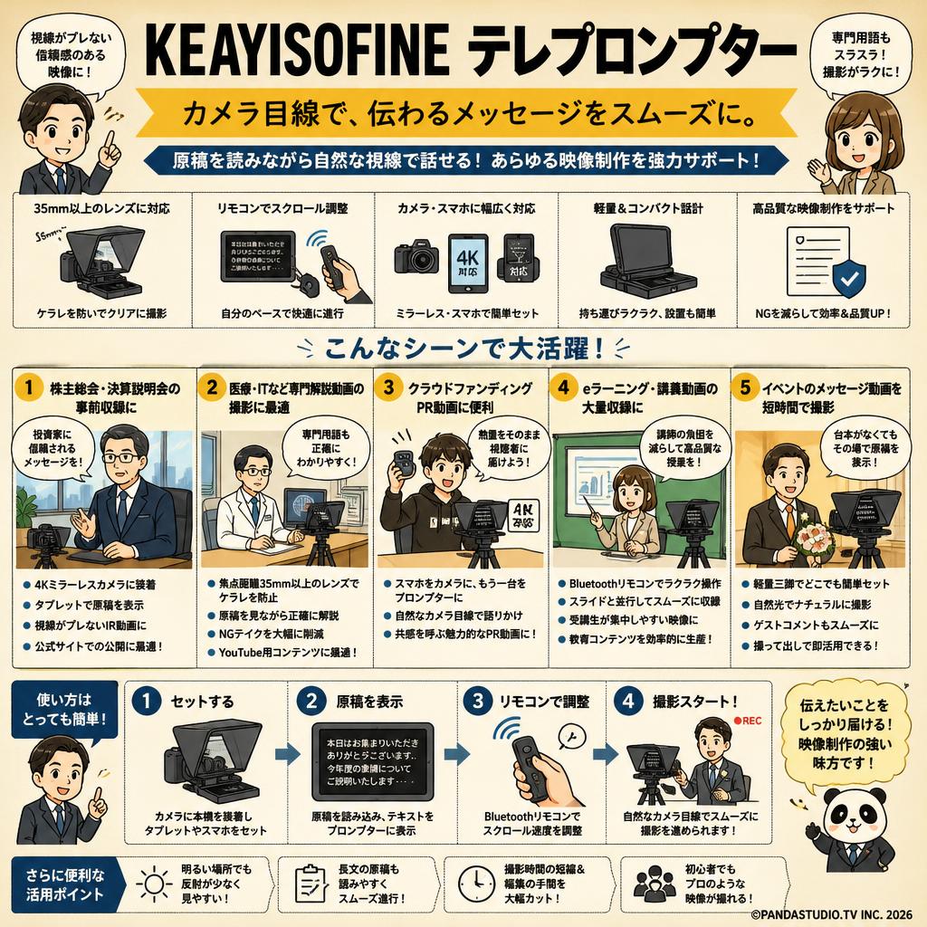 KEAYISOFINE テレプロンプター 用途