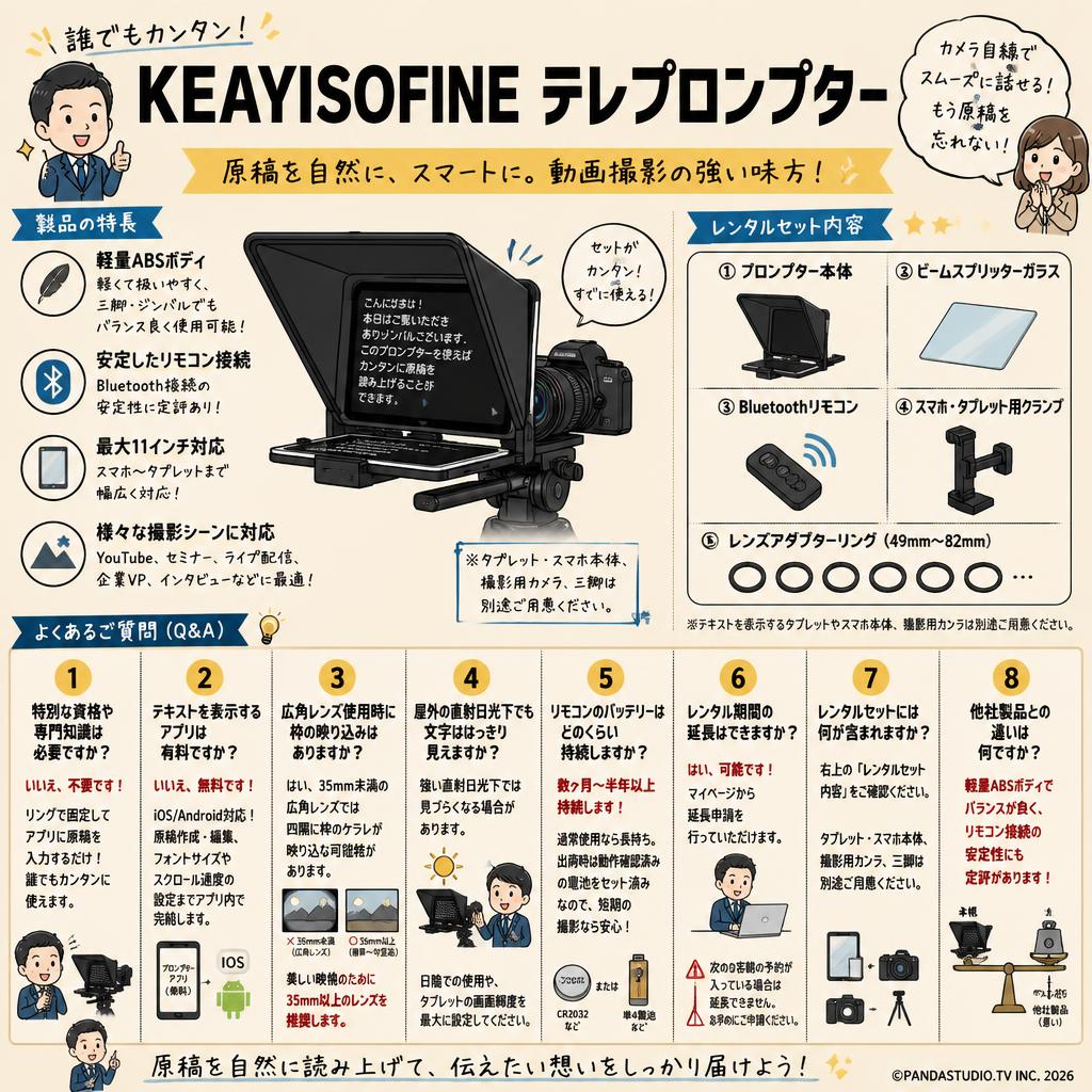KEAYISOFINE テレプロンプター FAQ（よくある質問と答え）