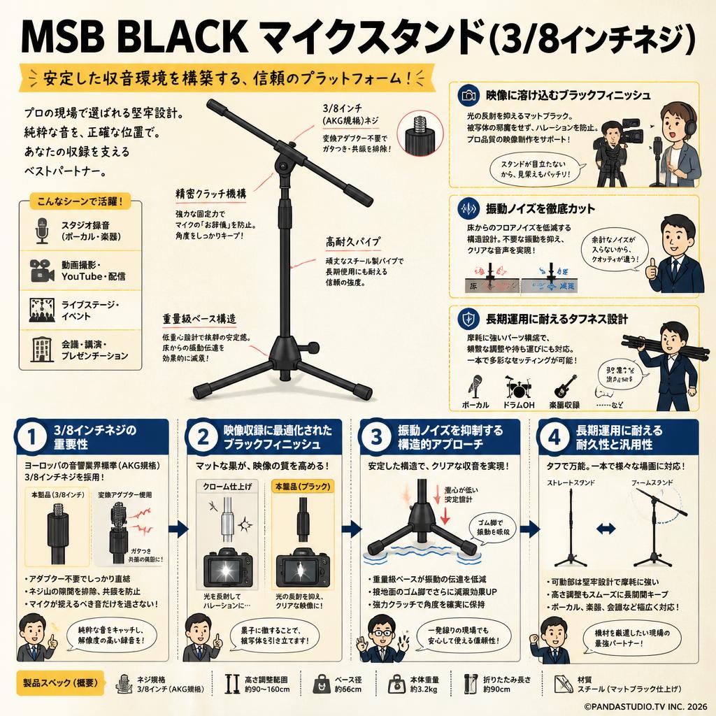 MSB BLACK マイクスタンド(3/8インチネジ) 概要