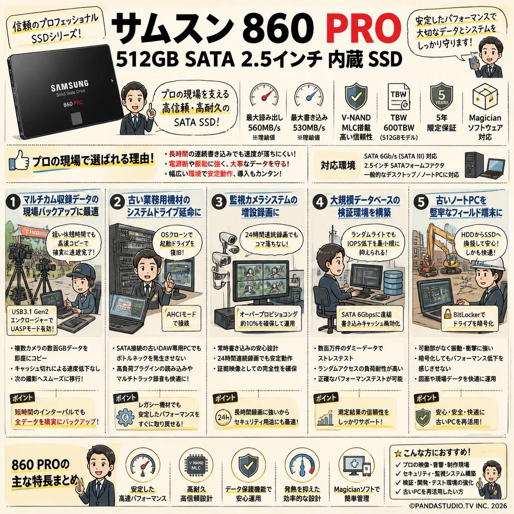 Samsung 860 PRO 512GB SATA 2.5インチ 内蔵 SSD 用途