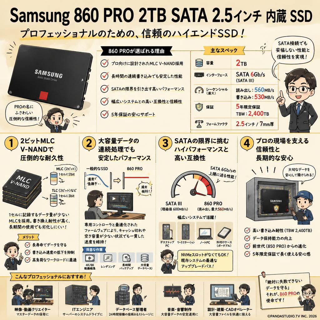 Samsung 860 PRO 2TB SATA 2.5インチ 内蔵 SSD 概要
