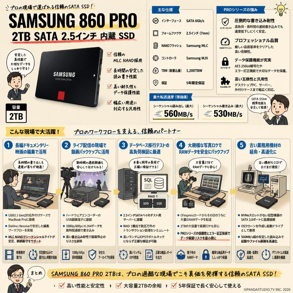 Samsung 860 PRO 2TB SATA 2.5インチ 内蔵 SSD 用途