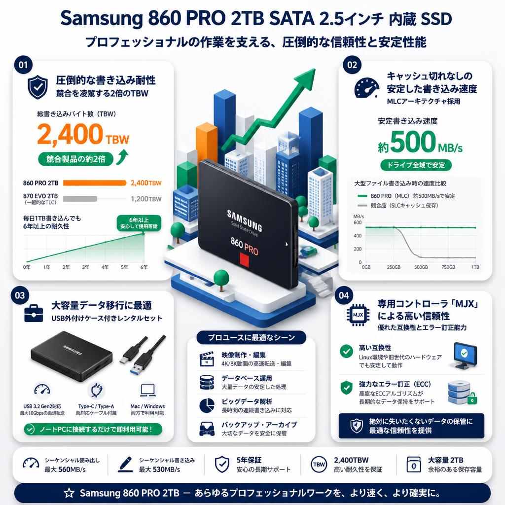 Samsung 860 PRO 2TB SATA 2.5インチ 内蔵 SSD セールスポイント