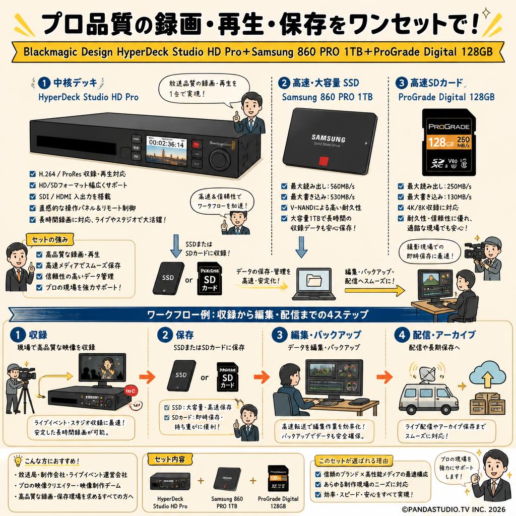Blackmagic Design HyperDeck Studio HD Pro＋Samsung 860 PRO 1TB＋ProGrade Digital 128GB 概要