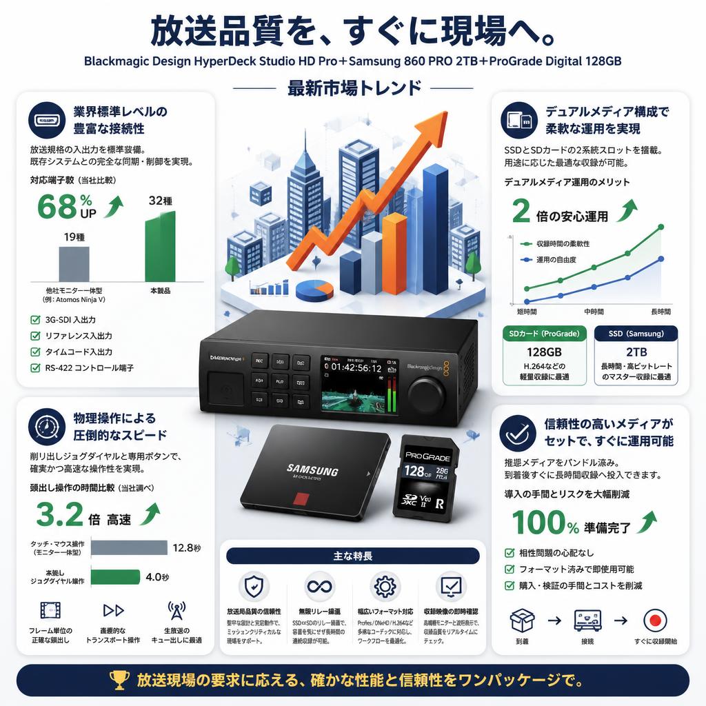 Blackmagic Design HyperDeck Studio HD Pro＋Samsung 860 PRO 2TB＋ProGrade Digital 128GB セールスポイント