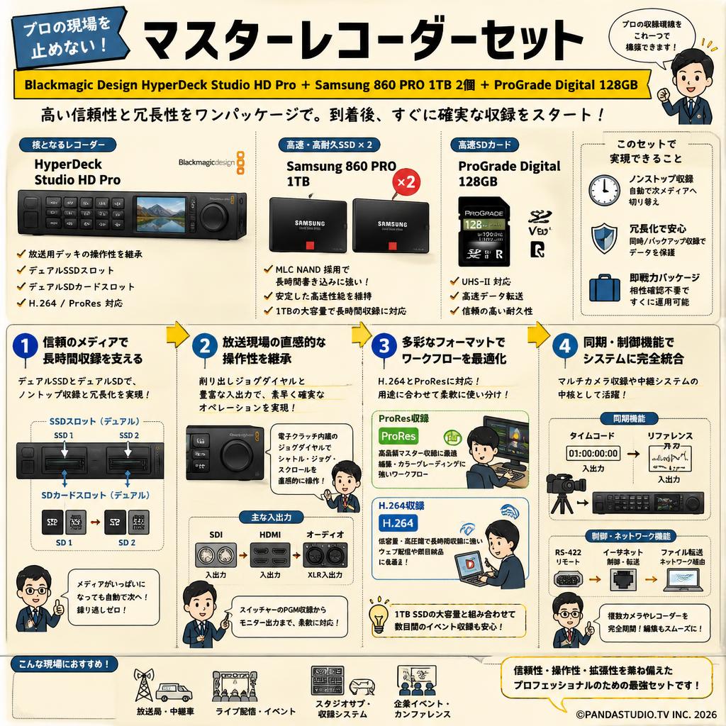 Blackmagic Design HyperDeck Studio HD Pro＋Samsung 860 PRO 1TB2個＋ProGrade Digital 128GB 概要