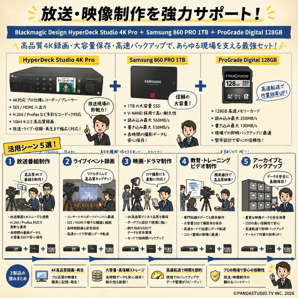 Blackmagic Design HyperDeck Studio 4K Pro＋Samsung 860 PRO 1TB＋ProGrade Digital 128GB 用途