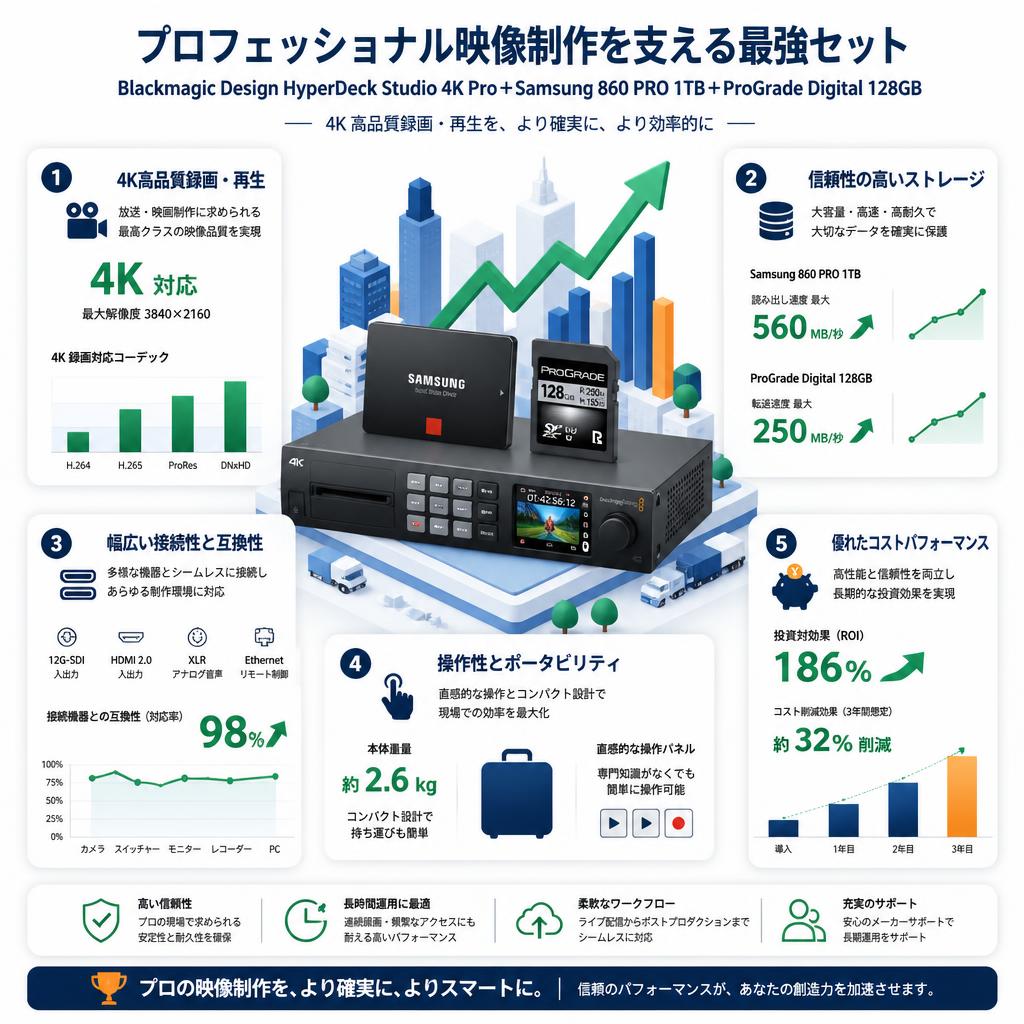 Blackmagic Design HyperDeck Studio 4K Pro＋Samsung 860 PRO 1TB＋ProGrade Digital 128GB セールスポイント
