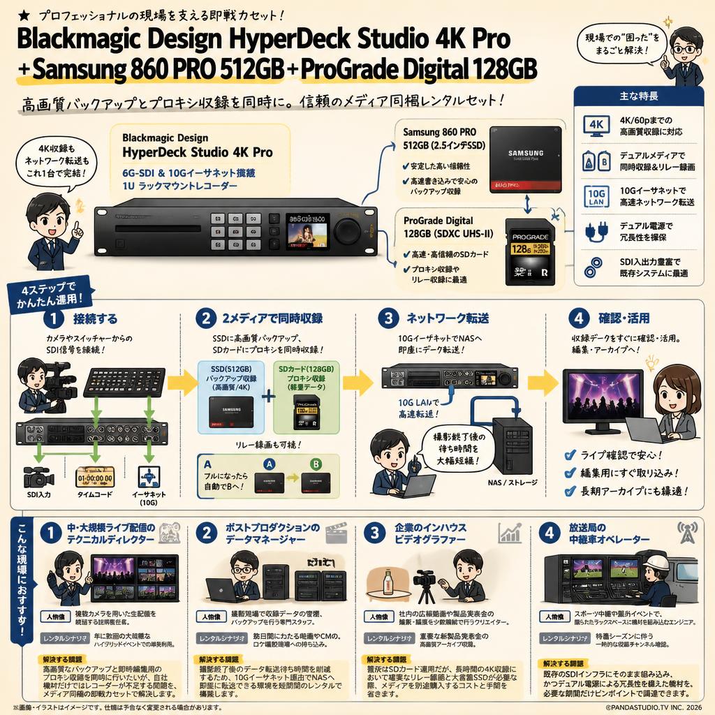 Blackmagic Design HyperDeck Studio 4K Pro＋Samsung 860 PRO 512GB＋ProGrade Digital 128GB おもな対象のお客様