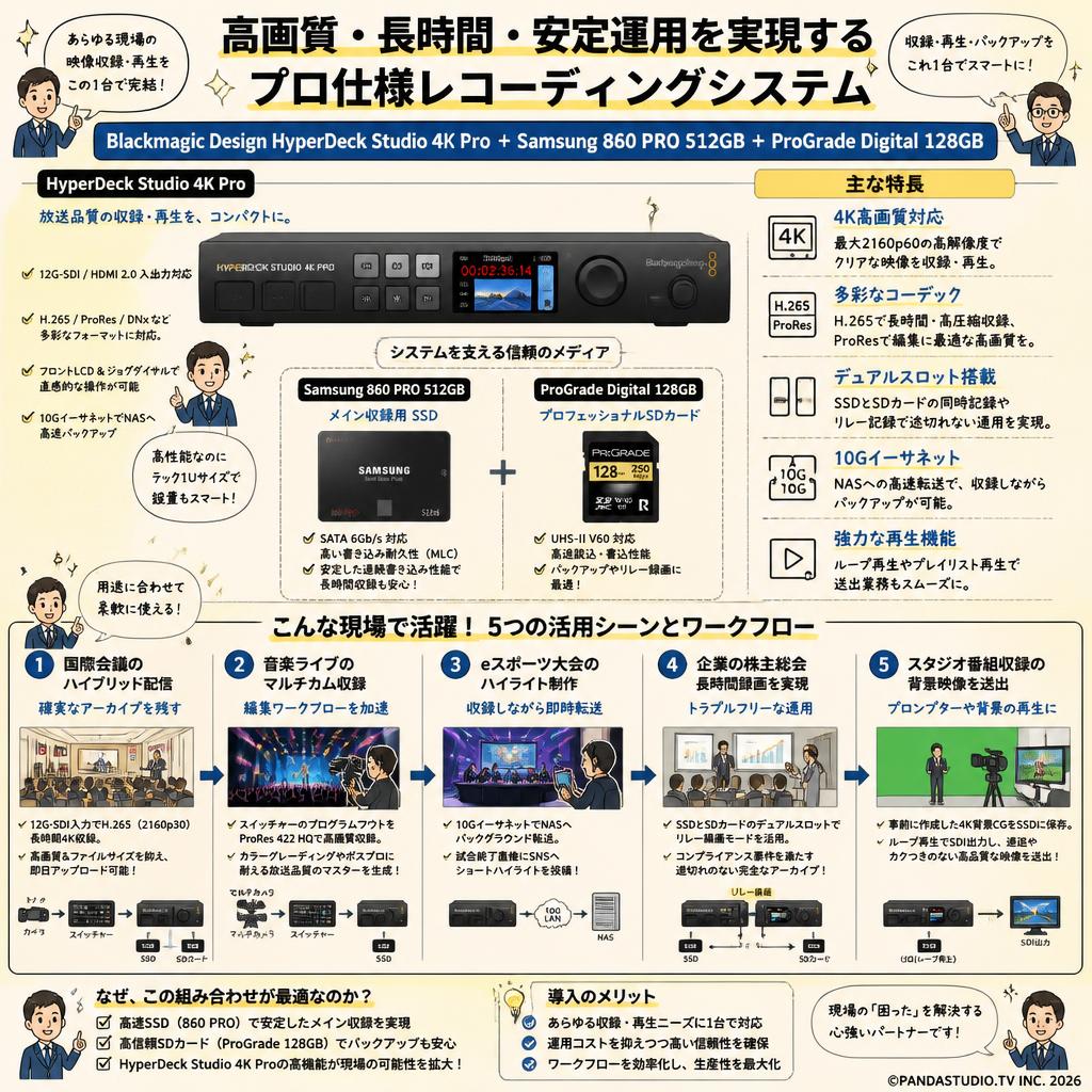 Blackmagic Design HyperDeck Studio 4K Pro＋Samsung 860 PRO 512GB＋ProGrade Digital 128GB 用途