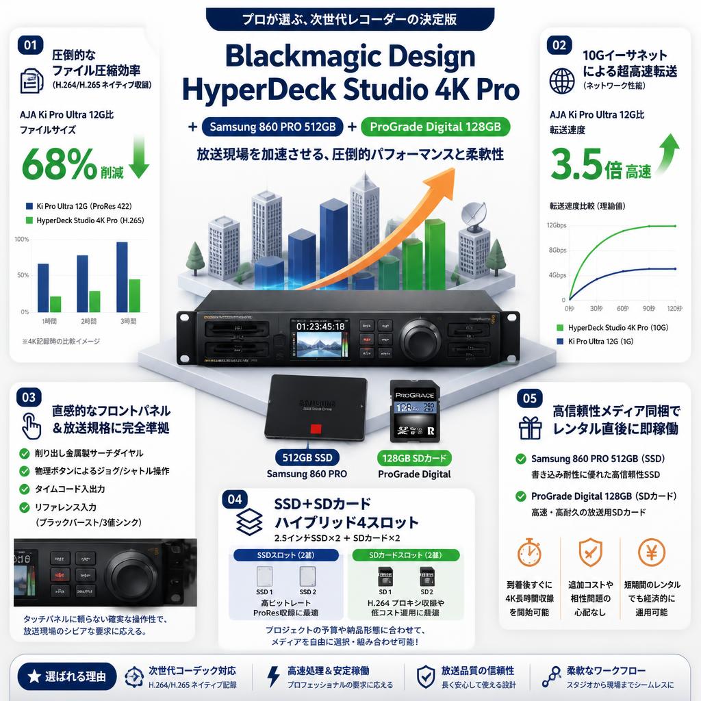 Blackmagic Design HyperDeck Studio 4K Pro＋Samsung 860 PRO 512GB＋ProGrade Digital 128GB セールスポイント