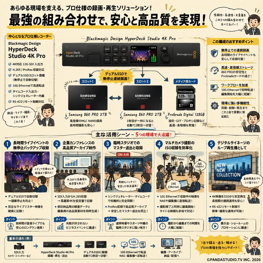 Blackmagic Design HyperDeck Studio 4K Pro＋Samsung 860 PRO 2TB＋ProGrade Digital 128GB 用途